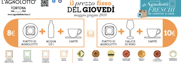 Menu Fisso del giovedì - l'Agnolotto Tortona